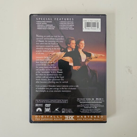 Titanic DVD 1997 Widescreen - Leonardo DiCaprio, Kate Winslet, Billy Zane - Picture 4 of 4
